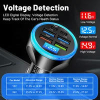 UYUXIO adaptateur de chargeur de voiture USB C multiport avec affichage de tension PD 30W charge ultra rapide 6 en 1 pour MacBook iPhone Samsung 4