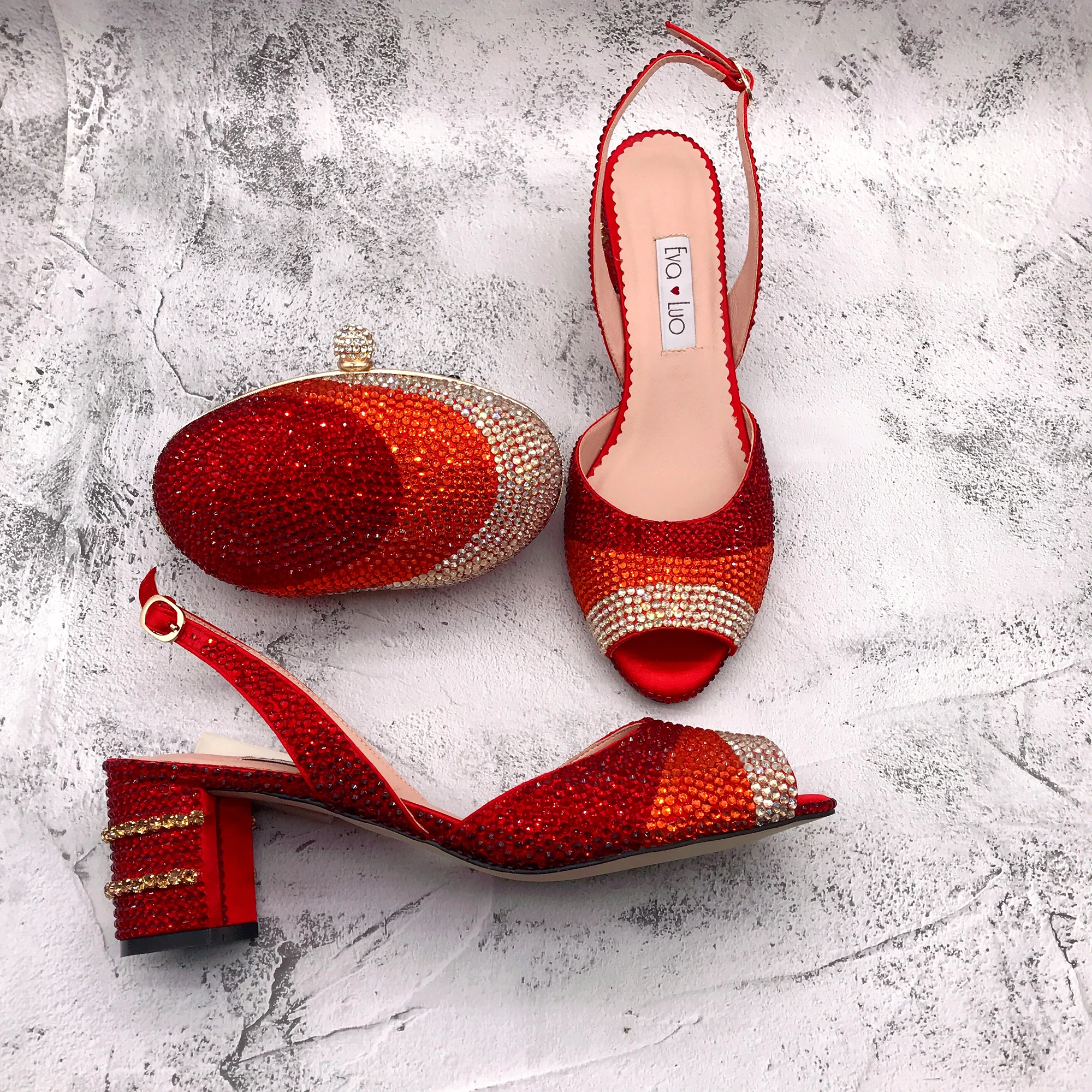 Gold Red Dress Sandals BS1529 Customizable Various Heel Dress