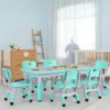 Homfa Rectangle Kids Table with 6 Chairs Set, Height Adjustable Toddler Multi Activity Table Set, Arts&Crafts Desk for 2-10 old 4