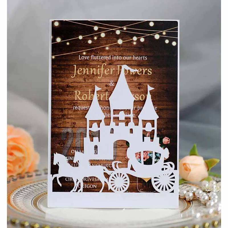 

10pcs Invitation Card Laser Cut Castle Pattern Thank You Cards Wedding Invitations Gifts Greeting Cards for Party Dec Supplies