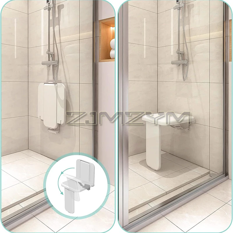 Wall Mounted Stool Bathroom Folding Stool Shower Seat Elderly Bath Chair Invisible Porch Shoes Stool Home Care Bath Goods 5
