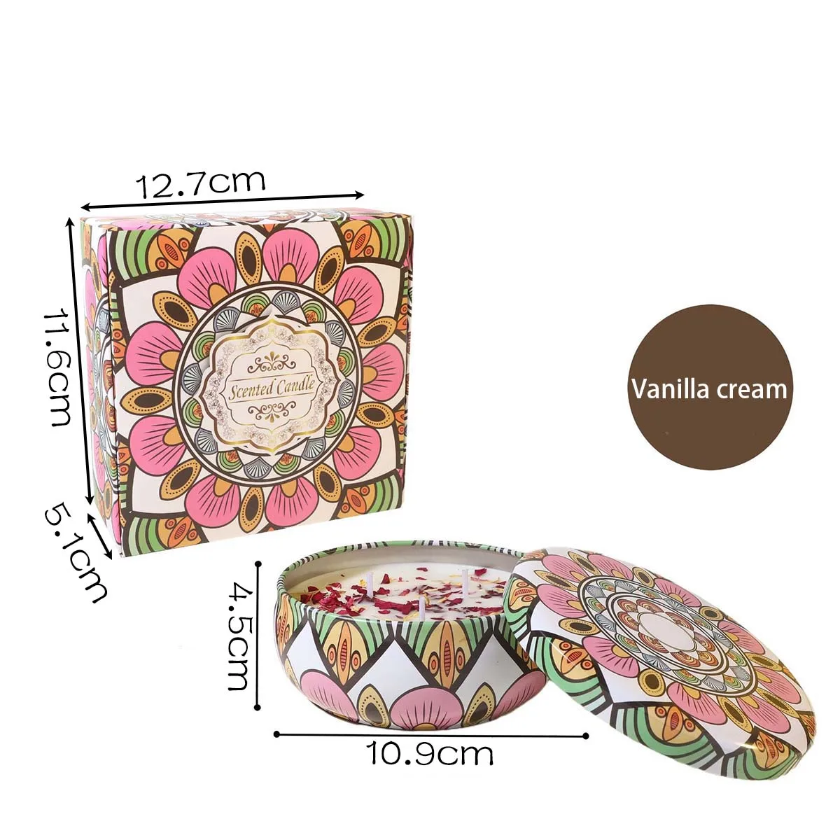 Luxurious Scented Candle Tin with Arabian Pattern - Romantic Fragrance Gift