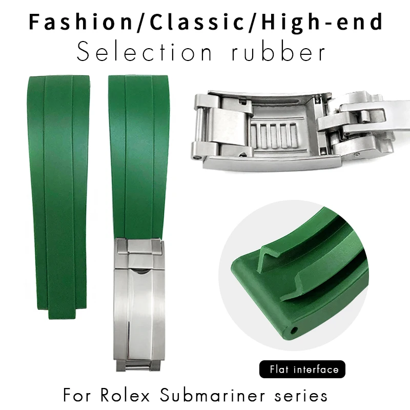 Good Quality Rubber 21 mm Watch Band MA0707-D476-BLACKRUBBER_K0026505