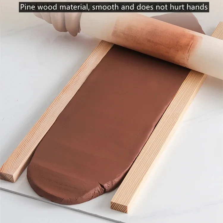 Pottery Sculpting Tools 2 pcs Wood Rolling Pin Guides for Ceramics Pottery Clay