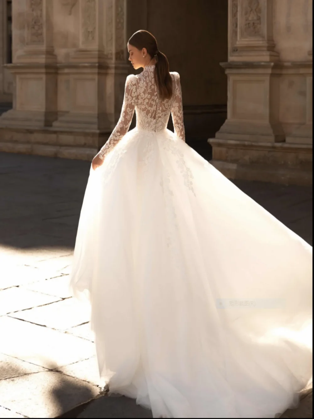 Abito da sposa modesto a collo alto Abito classico con applicazioni in pizzo  per la sposa Elegante abito da sposa a trapezio personalizzato Robe De  Mariée - AliExpress, image size:1000x1333