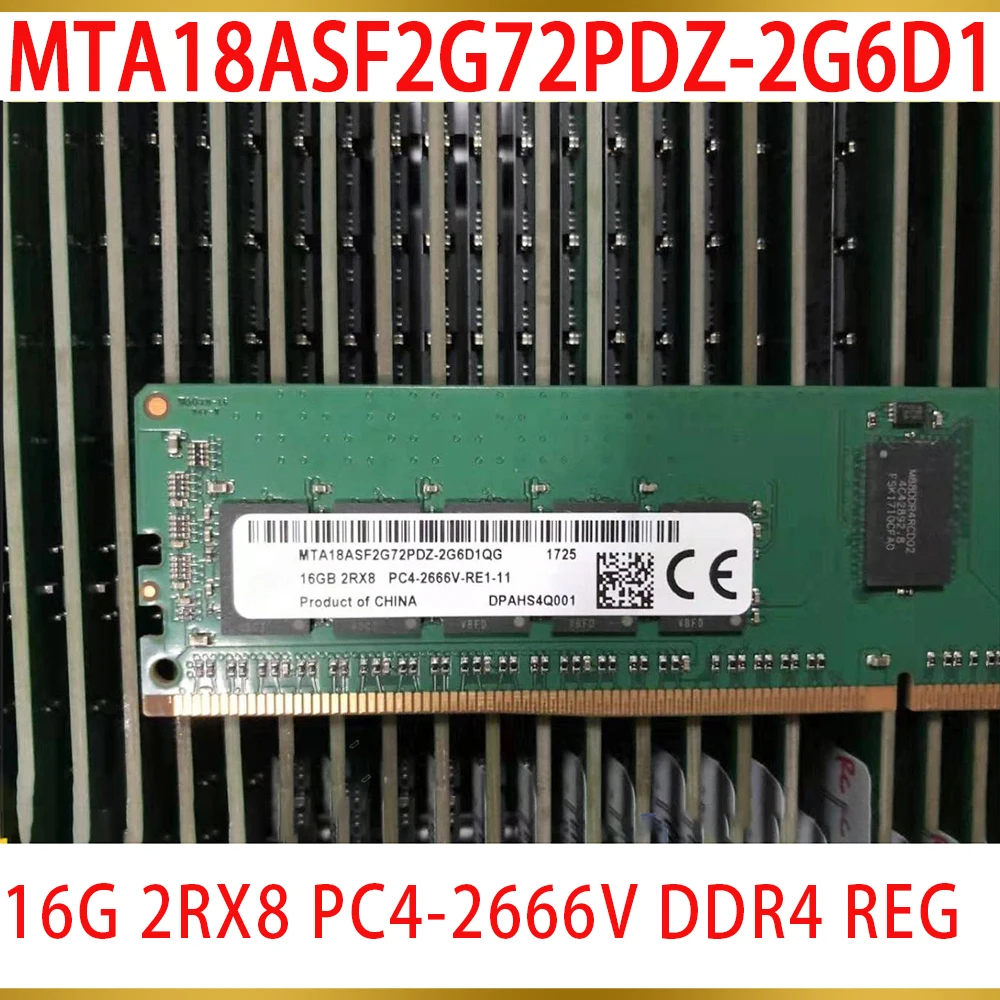 1Pcs For MT Memory 16GB 16G 2RX8 PC4 2666V DDR4 REG RAM MTA18ASF2G72PDZ 2G6D1