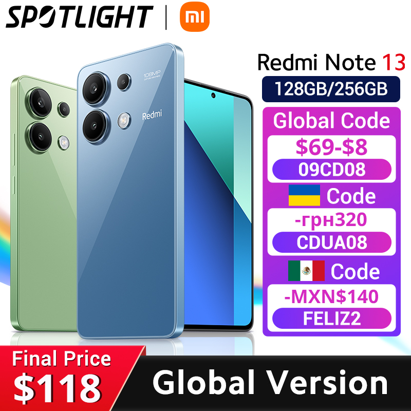 [World Premiere] Global Version Xiaomi Redmi Note 13 Smartphone SnapdragonÂ® 685 108MP camera 120Hz AMOLED display 33W charging