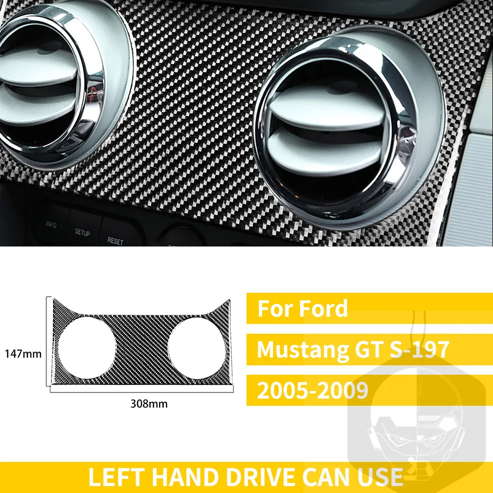 Compatible For Mustang GT 2015-2021 Accessoires Intérieur En Fiber De Carbone Panneau De Tableau De Bord De Voiture Garniture Autocollant Cadre De Décoration(Black