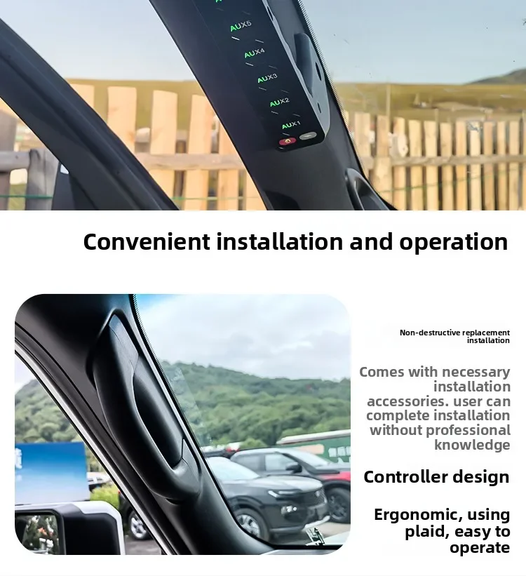 for Toyota Land Cruiser LC300 2022-2026 Car A-pillar 6 Gang Handle Switch LED Spotlight Integrated Remote Control Switch Handle detail image 3