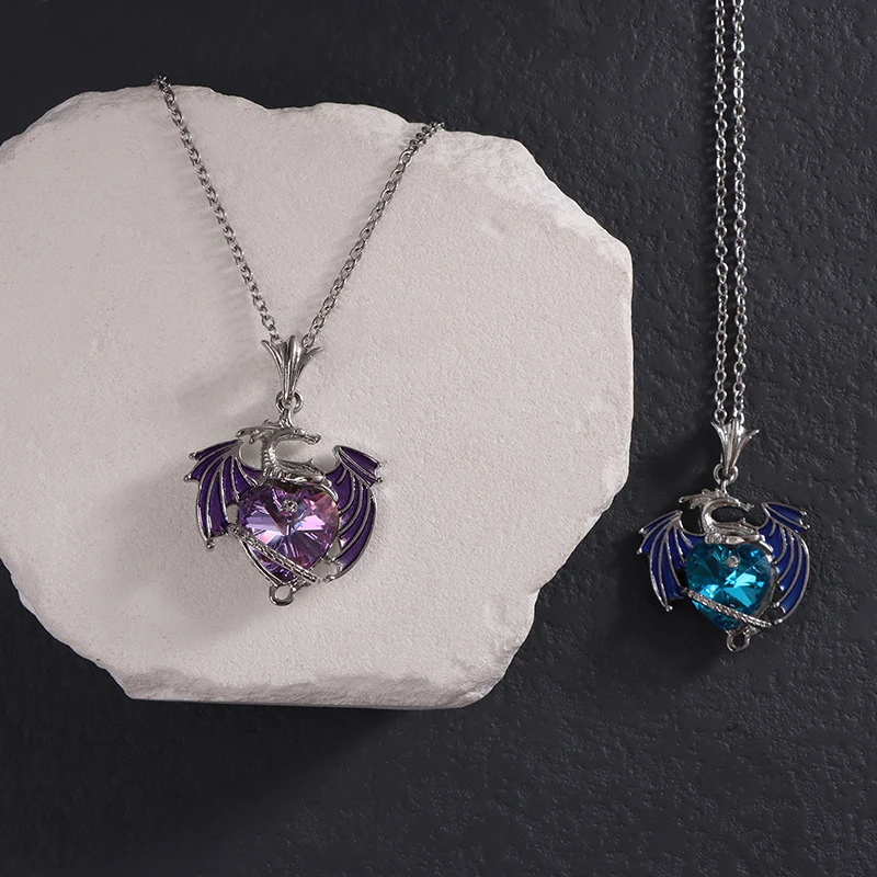 

Exquisite Fashion Color Dragon Pendant Necklace For Women Blue Purple Dragon Necklace Cute Dragon Party Jewelry Gift