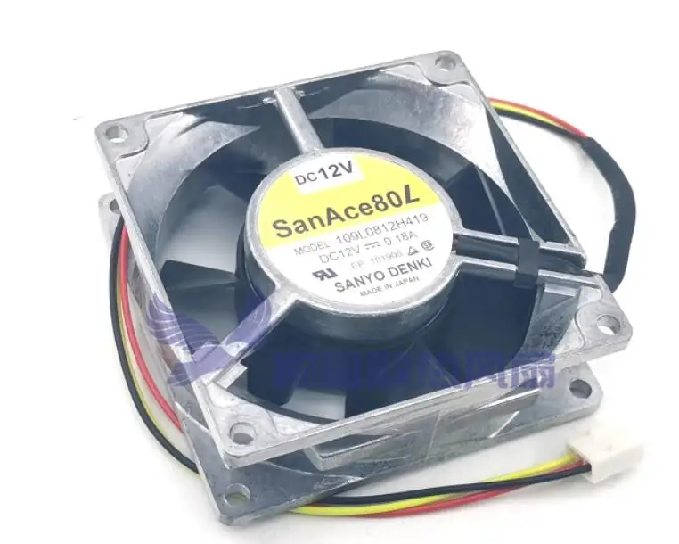 

SANYO DENKI 109L0812H419 DC 12V 0.18A 80x80x25mm 3-Wire Server Cooling Fan