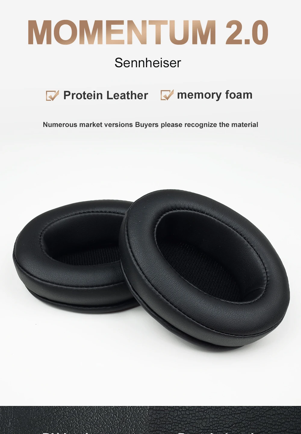 Earpads Compatible with Sennheiser MOMENTUM 2.0 Protein leather Memory foam Ear Pads Cushions Replacement Over-Ear Headphones