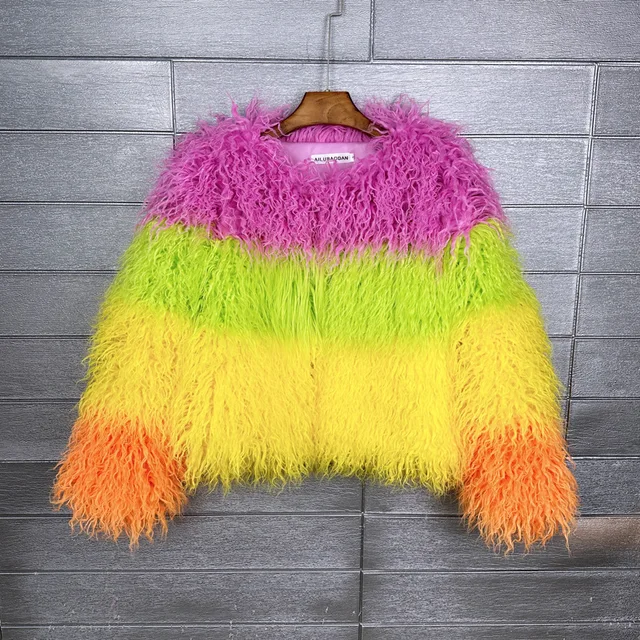 Colourful Block Faux Fur Jacket 14
