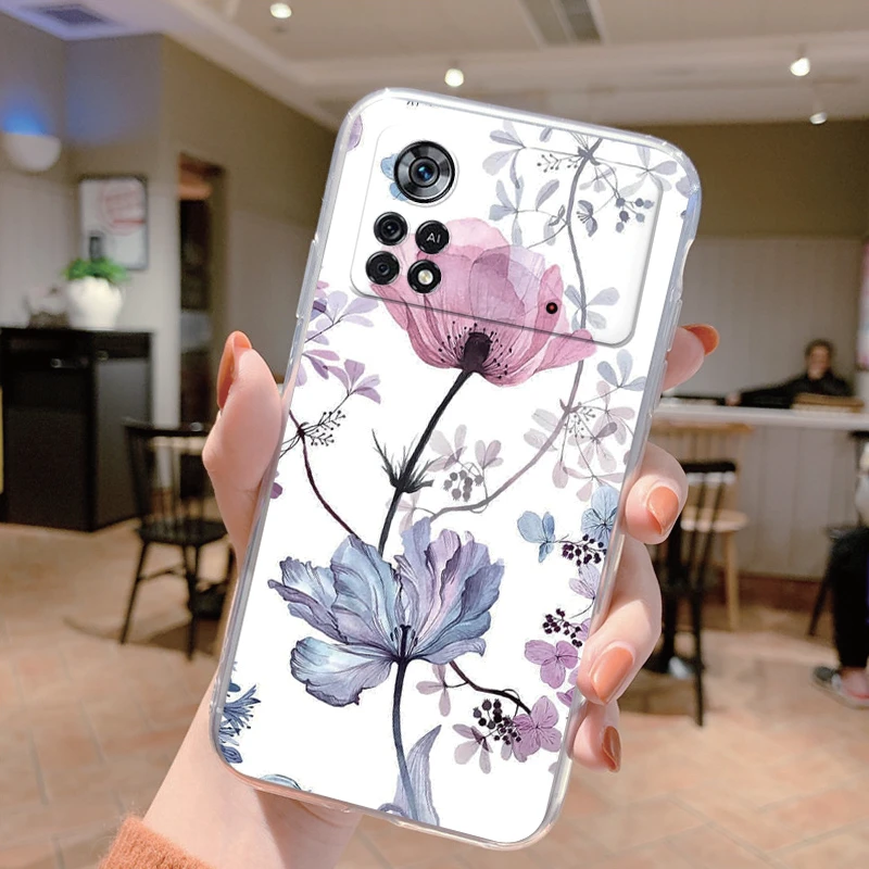 Elegant Floral Butterfly Soft Silicone Transparent Phone Case