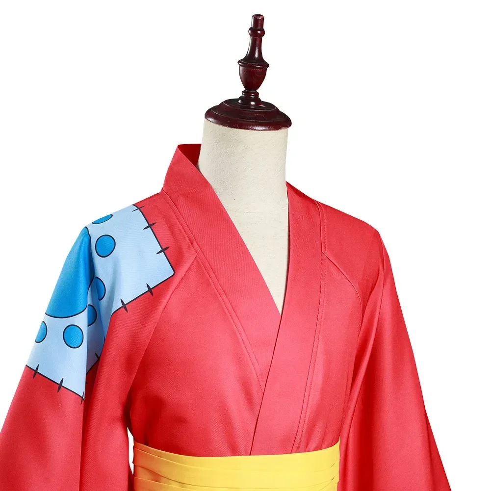 One Piece Monkey D Luffy Red Kimono Cosplay Costume