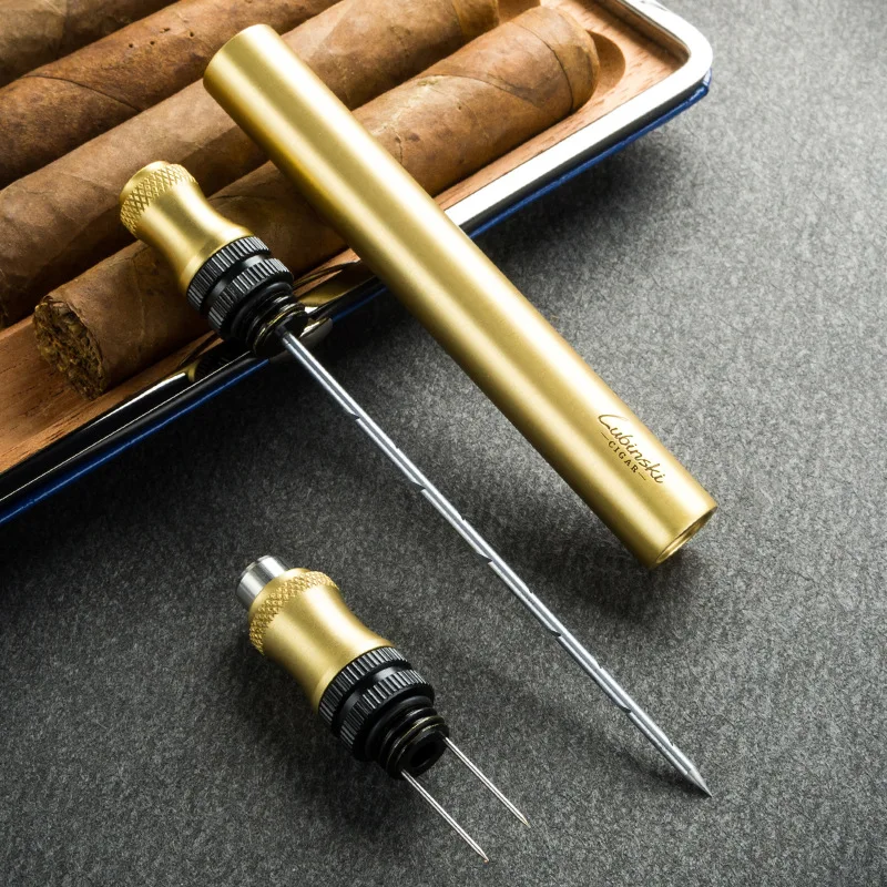 Black Portable Cigar Draw Enhancer Tool Stainless Steel Needle 4in1 Drilled Burr Dredge Hole Cigar Punch Smoking Accessories