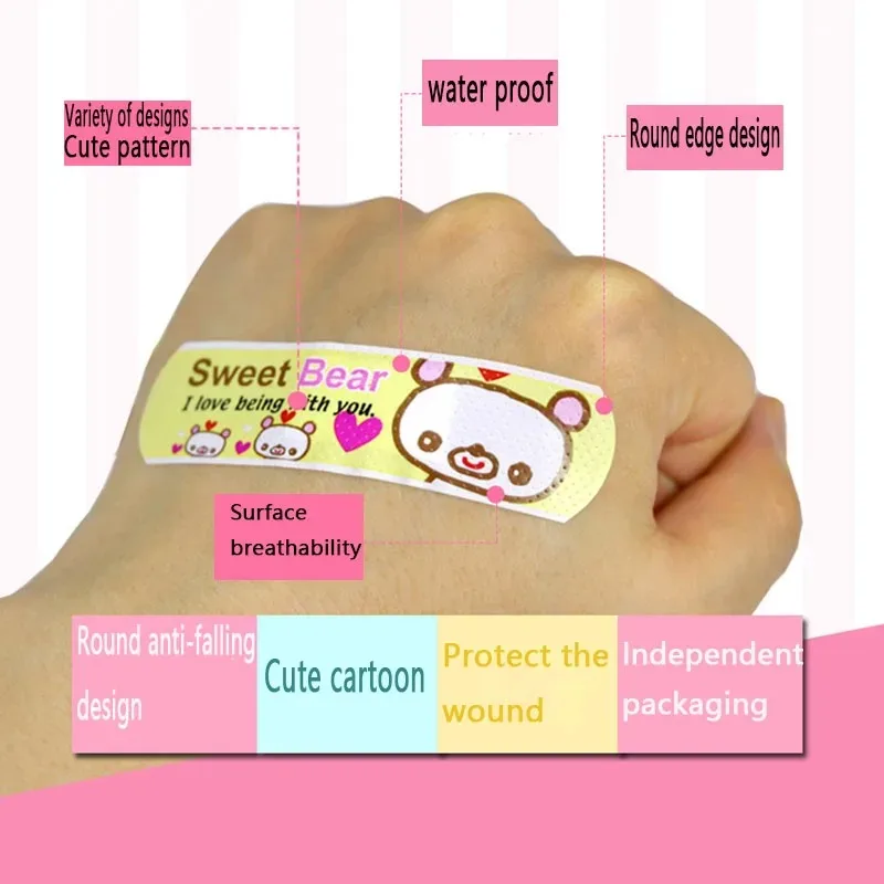 Adhesive Plaster Cartoon Animal Pattern Children's Catch Hemostatic Patch First-Aid Children Strip Emergency Kit Wound Plaster Patches 120Pcs/lot