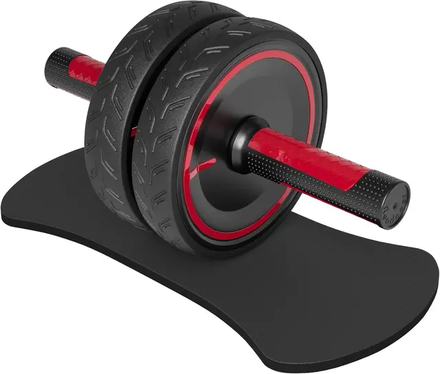 Heavy Duty Ab Roller Wheel with Knee Pad for Home Gym, Professional Metal Handle Rubber Abdominal Exercise