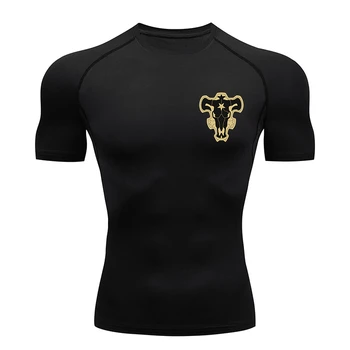 Bull Print Compression Shirts for Men Athletic Quick Dry Tshirt Tees Tops Summer Short Sleeve Rash Guard Gym Workout Undershirts 1