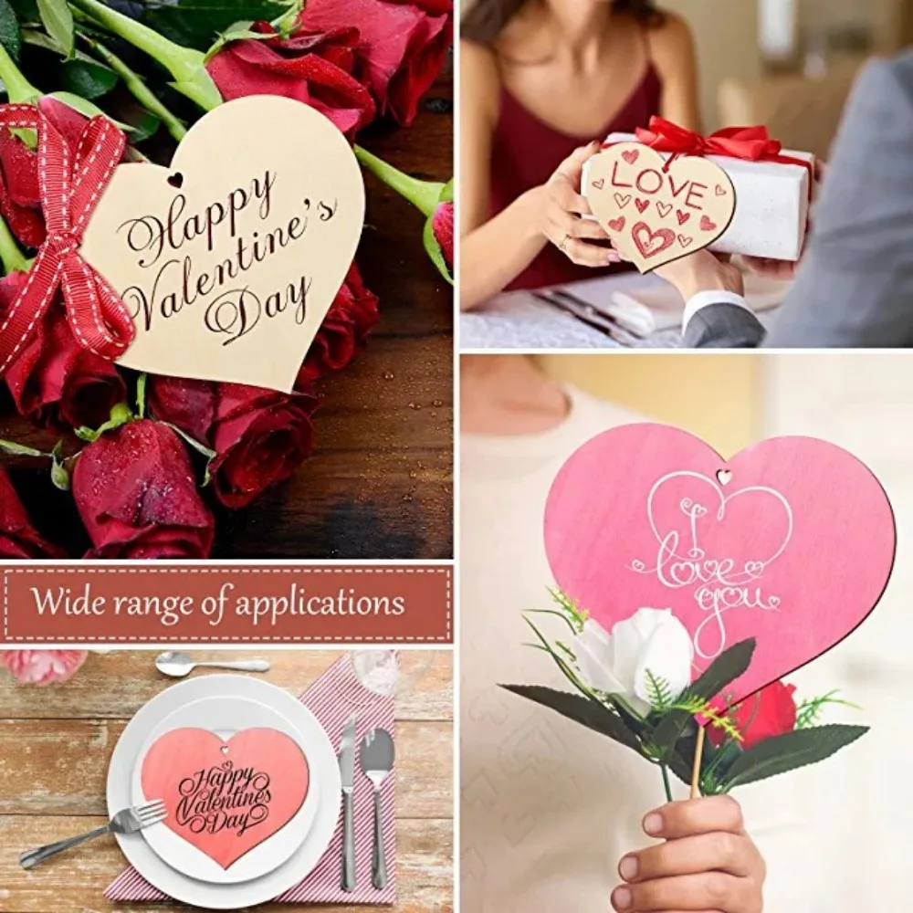 30 Stück 8/10 cm DIY leere Holzspäne Valentinstag Geburtstag Party Weihnachten Liebe handbemalt Anhänger Kindergarten Party Geschenk – Detail 13