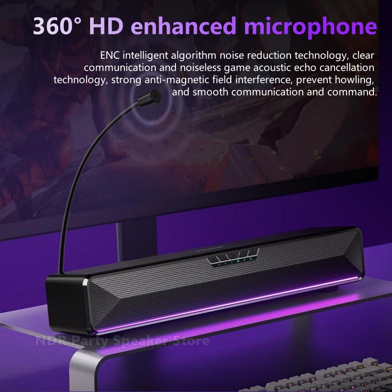 G20 컴퓨터 오디오 스피커 Bluetooth 5.4 Esports 게임 7.1 사운드 서브우퍼 USB 유선 데스크탑 스트립(HD 마이크 포함) RGB 조명