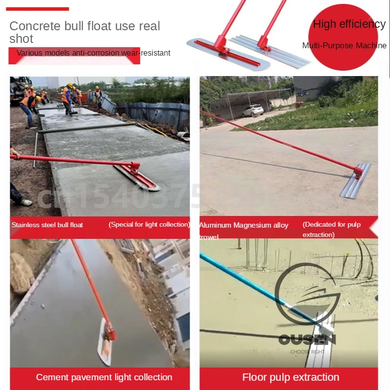 120*15cm Concrete Finishing Tool Lengthened Finishing Screed Leveling Trowel Concrete Cement Pavement Leveling Trowel