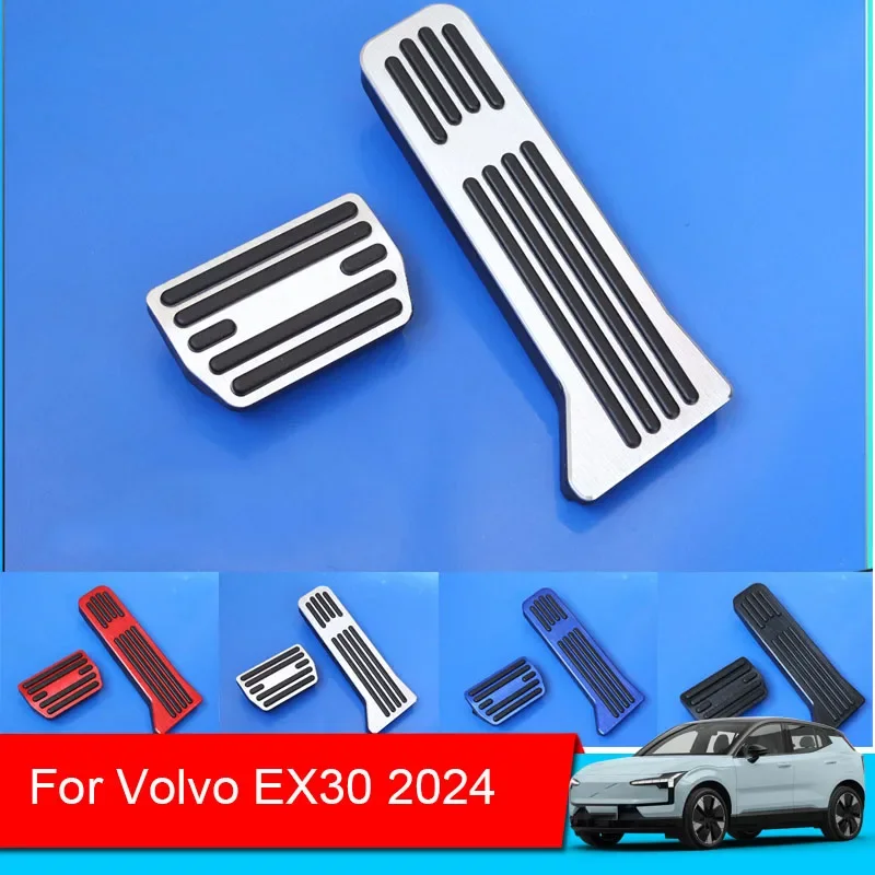 Car Pedals Aluminium Alloy Fuel Gas Pedal Brake Non-Slip Pedal Cover Rest Auto Accessories For Volvo EX30