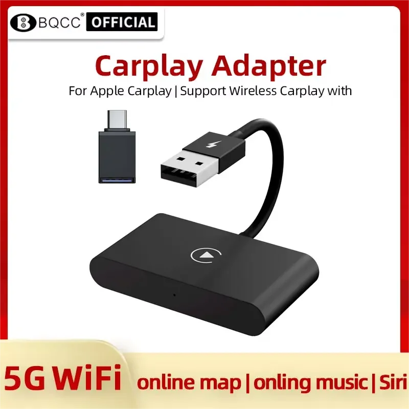 

BQCC Wireless Carplay Dongle For Android or Apple Wireless Auto Car Adapter New Wireless Auto Plug Play WiFi Online Update