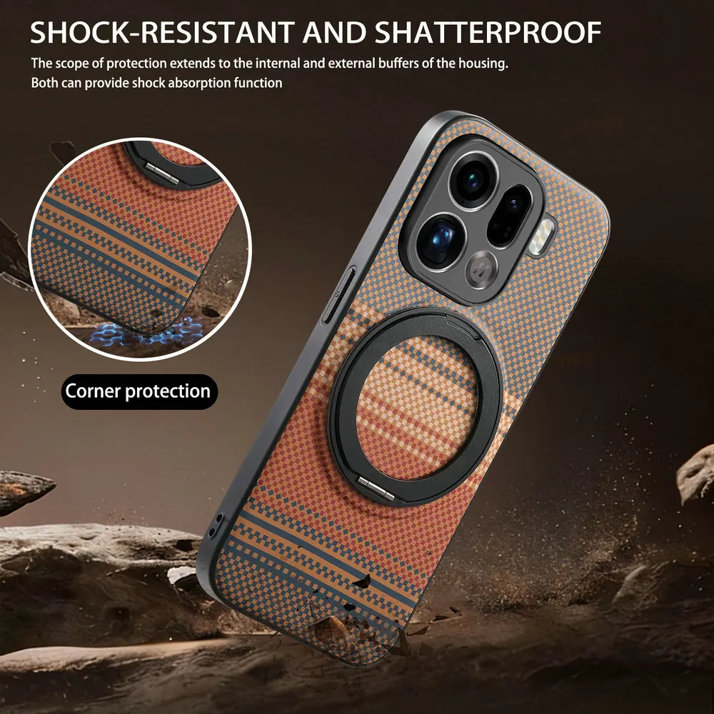 Luxury Leather Back Case with Metal Ring Magnet