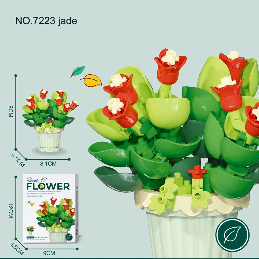 Mini Flower Pot Building Blocks - Colorful Floral Bouquet Educational Toy Set for Kids - Perfect Mother's Day Gift