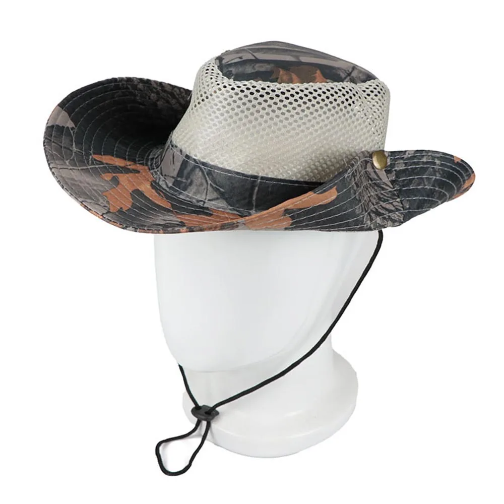 

2023 Outdoor Sunhat Hunting Fishing Cap Outdoor Wide Brim Sun Cap Mesh Breathable Camouflage Leaves Hat Man Sunscreen Cap