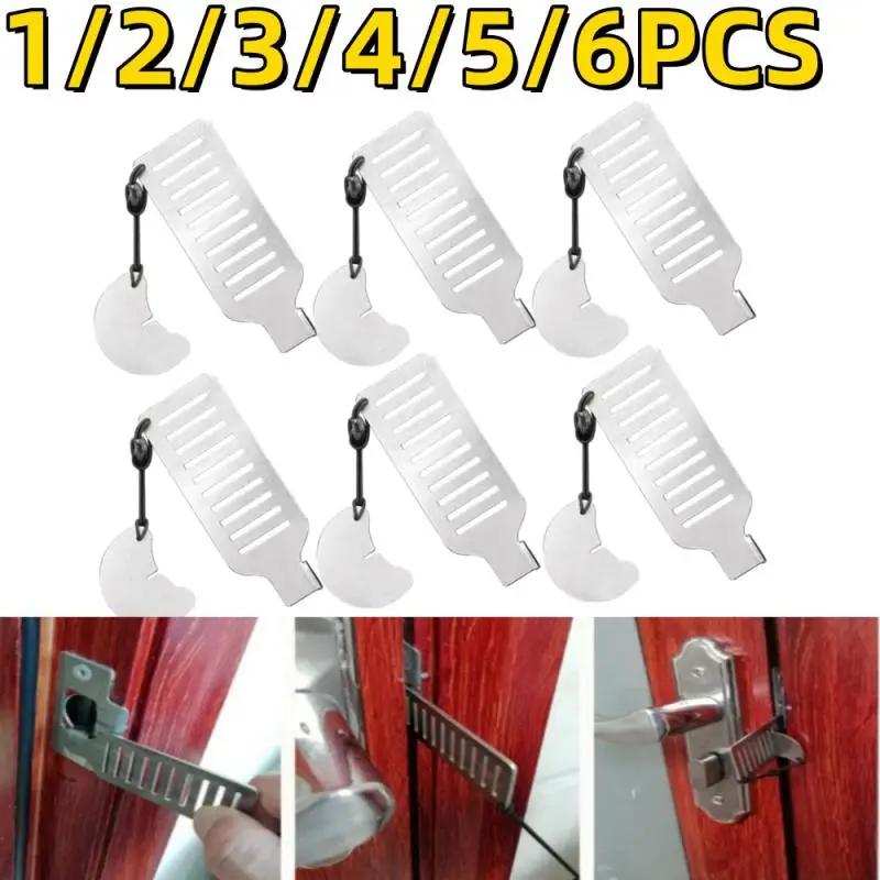 5/6pcs Portable Door Lock Latch For Travel Safety No Drill Manual Hotel Room Jammer Students School Devices For Personal