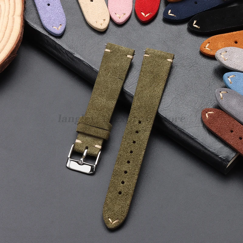 Vintage Brown Soft Suede Calfskin Quick Release Strap