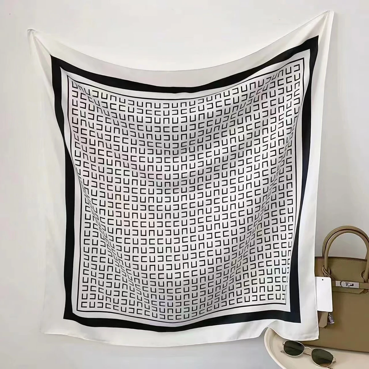 Large Square Scarf – High-End Fashion Shawl, Spring Vacation Sarong, Elegant Floral Printed Beach Cover-Up and Head Wrap Safety Accessories Scarves & sarongs