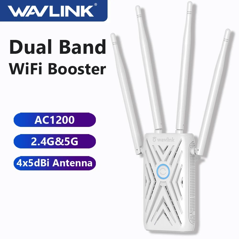 1200Mbps Repater Mở Rộng Kép Tăng Tín Hiệu WiFi 2.4G & 5G Tầm Xa Lặp Tín Hiệu 4 × 5 Dbi Anten Điểm Truy Cập wifi router