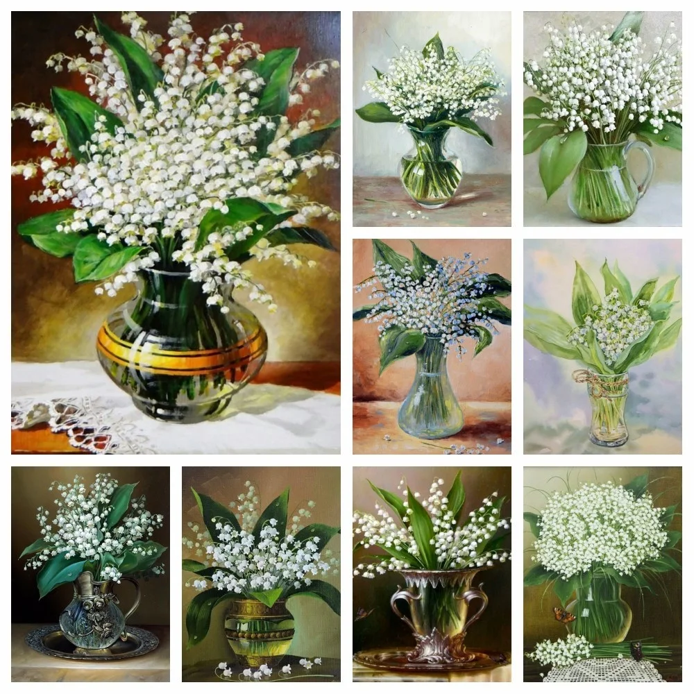 Diamond Painting 5D Diamond Mosaic Lily Of The Valley Flower Picture Rhinestones Full Square Beads Embroidery Home Decor