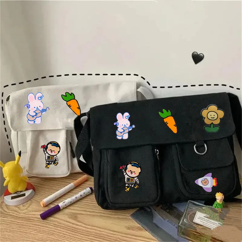 Ladies' Cute and Versatile Canvas Youth Fashion Shoulder Bag Student Large Capacity Crossbody Bag Flip Cover Student School Bags