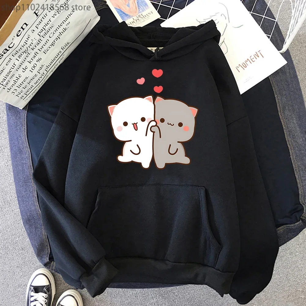 

Mochi Peach and Goma Cute Cat Hoodies Foe Teen Girls Fashion Kawaii Sweatshirts Women Cartoon Tops Harajuku Aesthetic Clothes