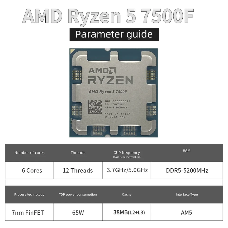 AMD Ryzen 5 7500F + GIGABYTE B650M GAMING WIFI Micro-ATX