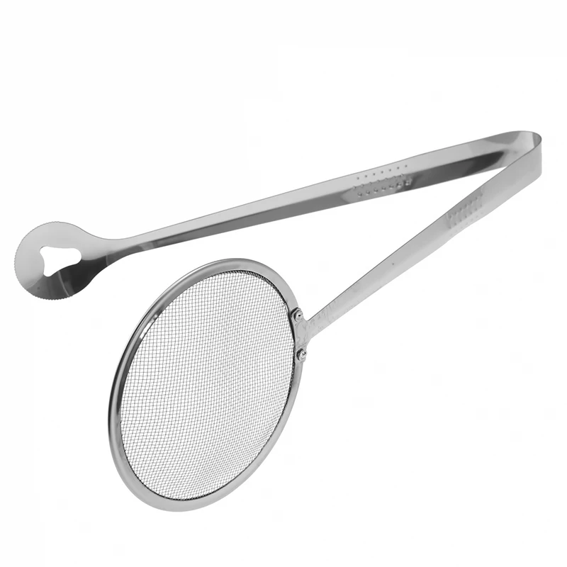 Stainless Steel Filter Spoon With Clip Multi-Functional Oil-Frying Skimmer BBQ Food Tongs Salad Strainer Kitchen Cooking Tools