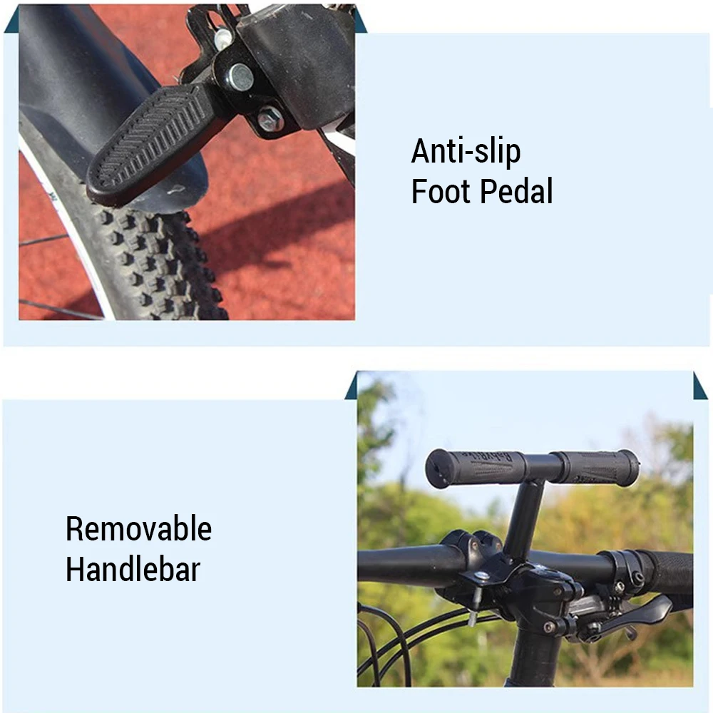 Vorne montierte Fahrrads itze mit Lenker und Fuß pedalen für Kinder Kinder Fahrrad rahmen Schnell verschluss Kinder Sattel Fahrrad teile – Detail 8