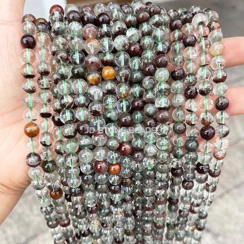 Natural Stone Beads Green Ghost Quartz Lucky Crystal Loose Beads For Jewelry Making Diy Bracelet Necklace Accessory 15" Strand 3