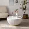 29.53" Round Coffee Table, Modern Coffee Table with Decorative Vertical Texture, 29.53 inch Bowl White Coffee Table Center Table 3
