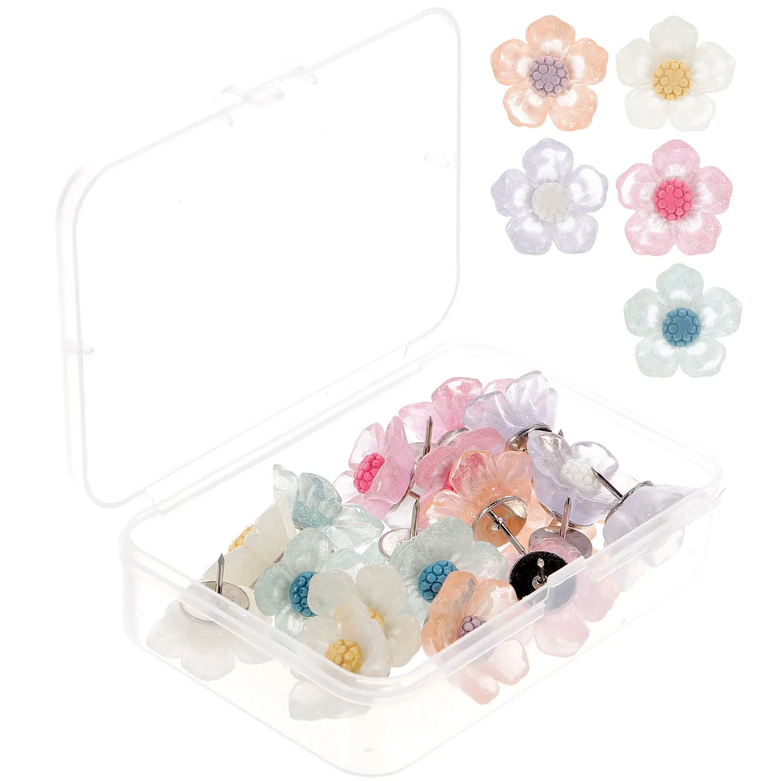 20Pcs 꽃 모양의 푸시핀 프리미엄 고급 소재 DIY 벽 장식을위한 섬세한 압정 사무용품 지도 못