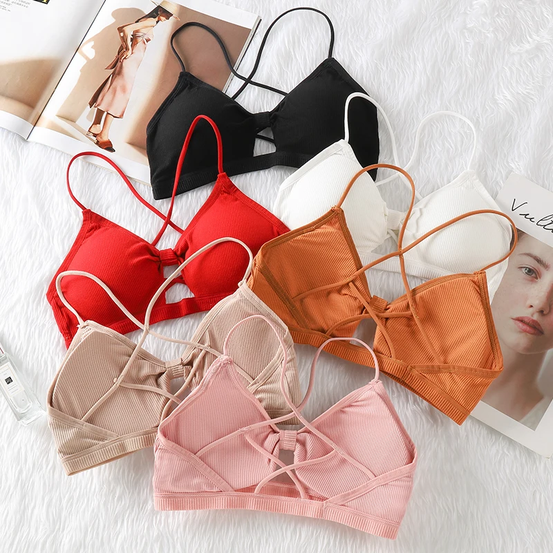 Brassière de sport,Soutien-gorge Push-up rembourré à dos croisé pour