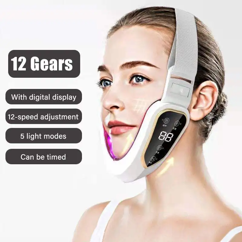 Facial Lifting Device LED Photon Therapy Facial Slimming Vibration Massager Facial Heated Double Chin V Face Vibration Massager