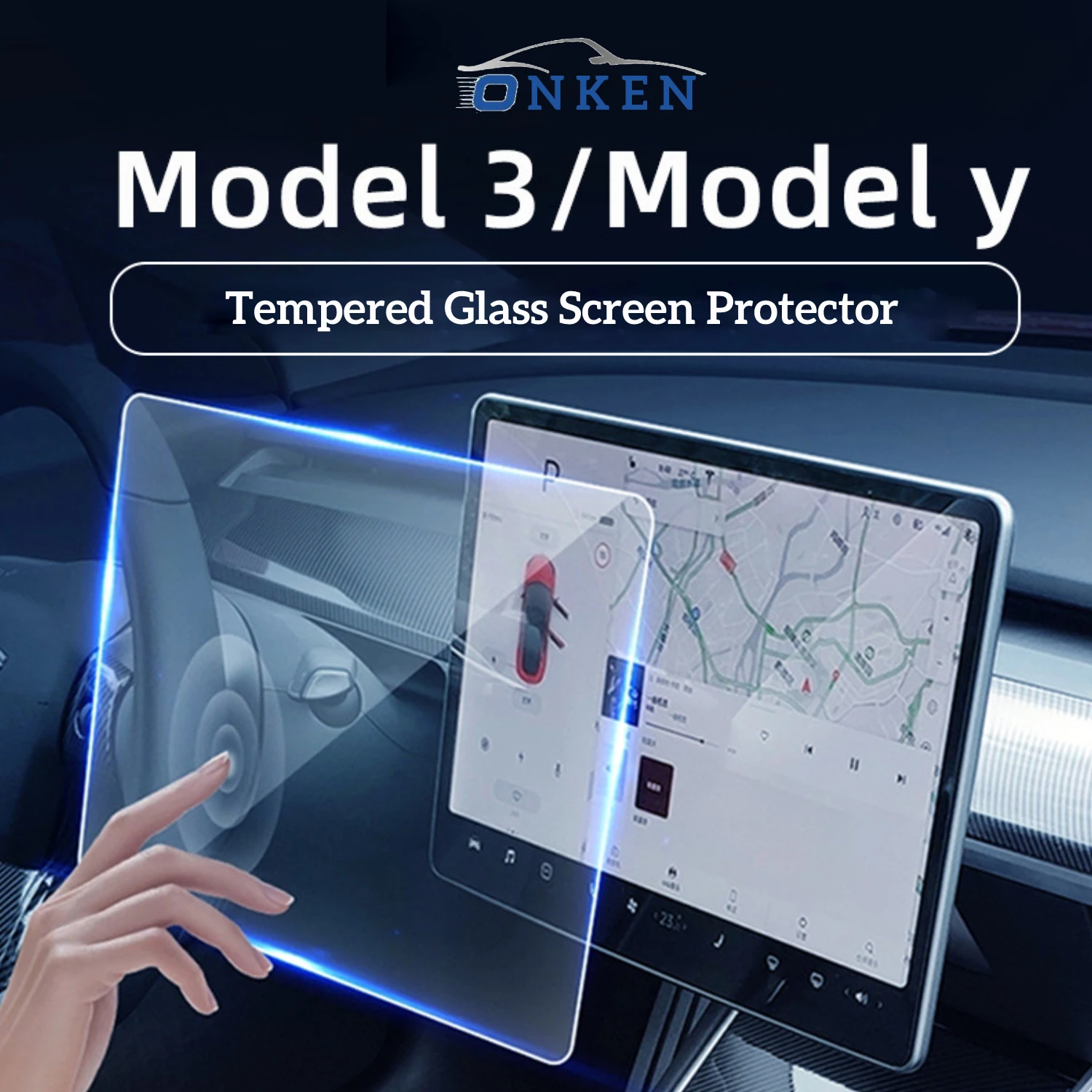 Navigation Touchscreen Glass Screen Protector For Tesla Model 3/Y Tempered  Glass Full Cover Center Console Screen ProtectorCover - AliExpress
