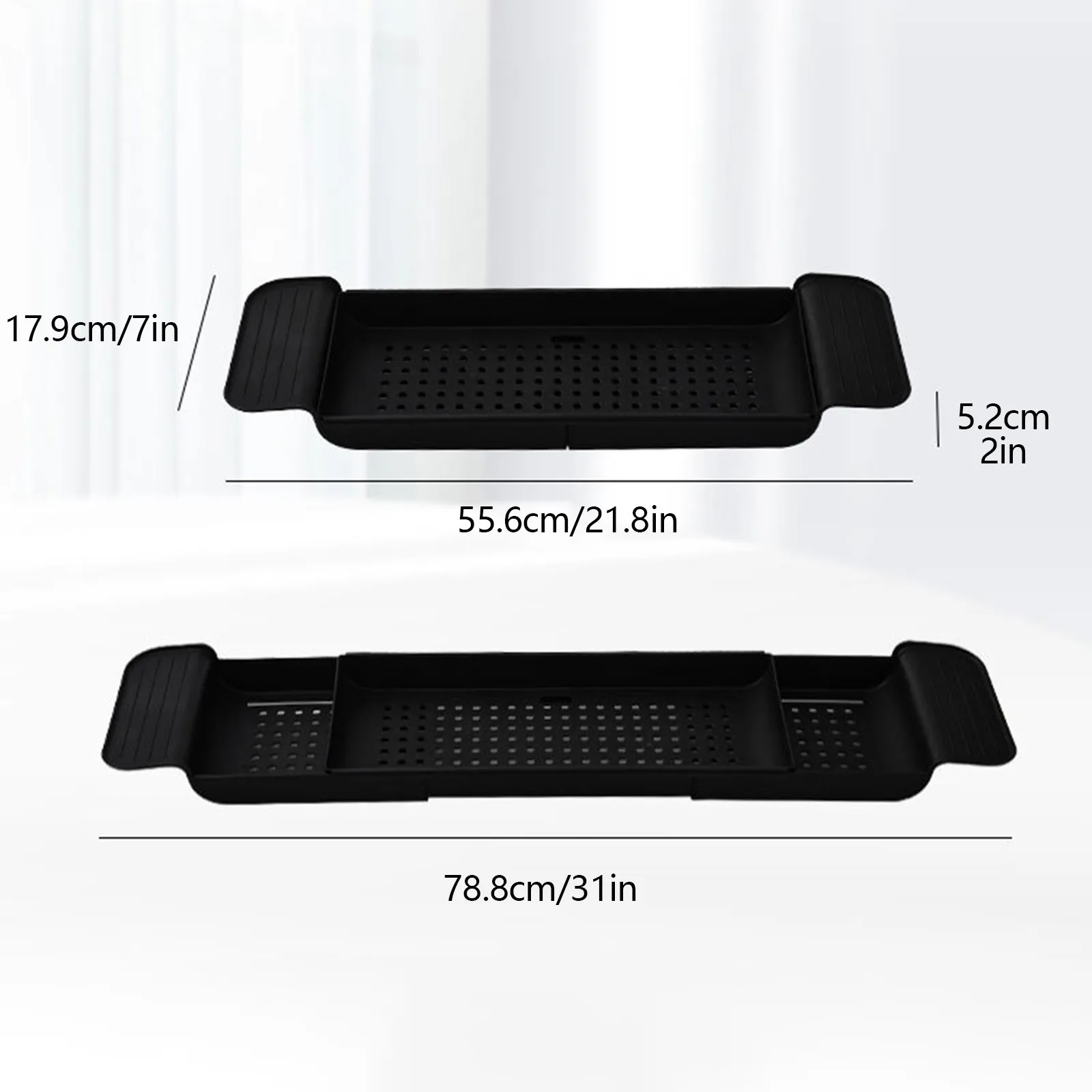Expandable Plastic Bathtub Tray Spa Bathtub Caddy Organizer Rack Book Phone Table Holder Non Slip Bottom Bath Tub Tray Shelf