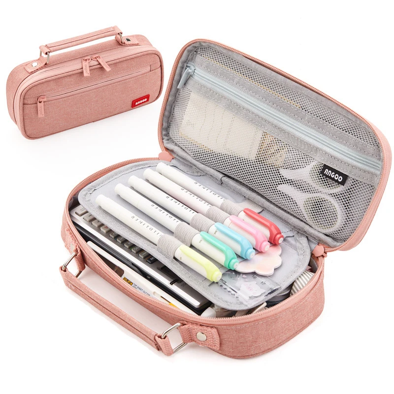 

Portable Canvas Pencil Case School Stationery Bag Large Capacity Pencil Cases for Girls Cosmetic Bag Student Big Pen Case Gifts