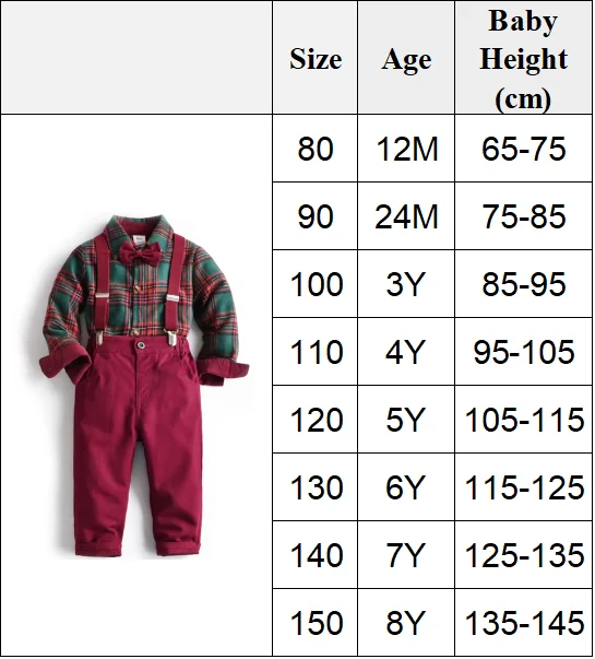 1-9 Jahre Junge Weihnachtskostüm Kinder Kind Outfit Geburtstag Baby Jungen Kleidung Grün & Rot Kariert Kleinkind Langarm Festival – Detail 1